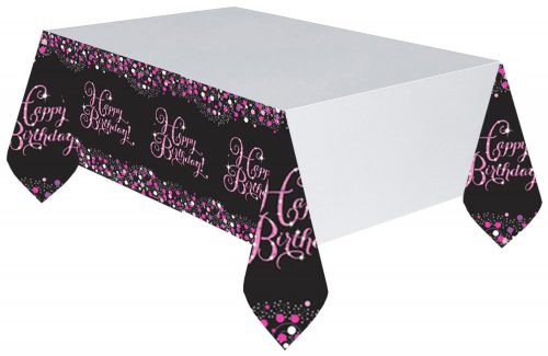 Happy Birthday Pink Happy Birthday plastic tablecloth 120x180 cm