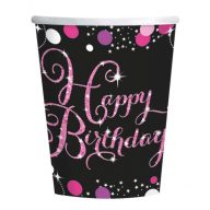 Happy Birthday Pink Happy Birthday paper cup set of 8 250 ml
