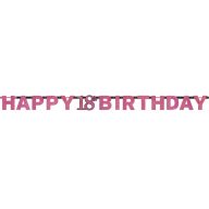   Happy Birthday Happy Birthday Pink 18 holographic banner 213 cm