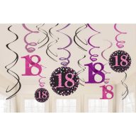   Happy Birthday Pink Happy Birthday 18 ribbon decoration 12-piece set