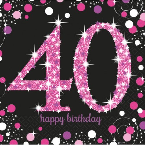 Happy Birthday 40 pink napkin 16 pcs 33x33 cm