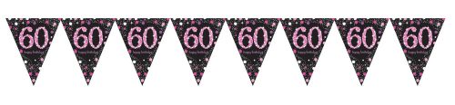 Happy Birthday pink 60 bunting 3,96 m