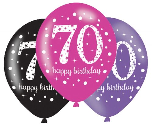 Happy Birthday 70 pink air-balloon, balloon 6 pcs 11 inch (27,5 cm)