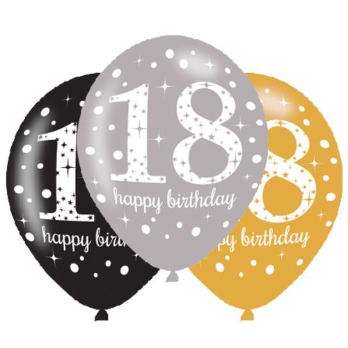 Happy Birthday 18 Foil Balloon (6 pieces)