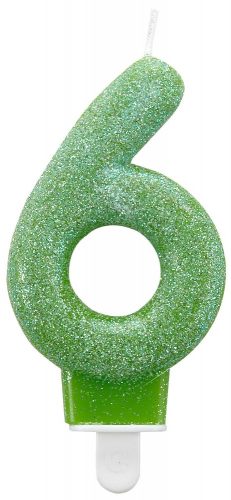 Colorful, Shinging Cake Number Candle 6