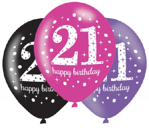 Happy Birthday 21 Pink Balloon (6 pieces)