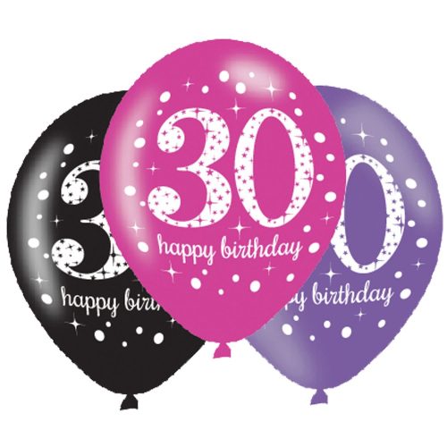 Happy Birthday 30 Pink  Foil Balloon (6 pieces)