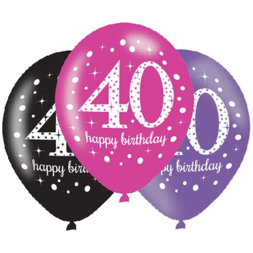 Happy Birthday 40 Pink Foli Balloon (6 pieces)