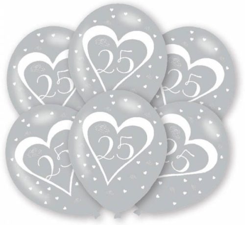 25. Anniversary Latex Balloon 6  Pieces