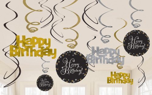 Happy Birthday Gold Happy Birthday Ribbon Decoration 12-piece Set