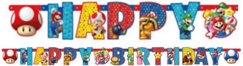 Super Mario Mushroom World Happy Birthday Banner 190 cm