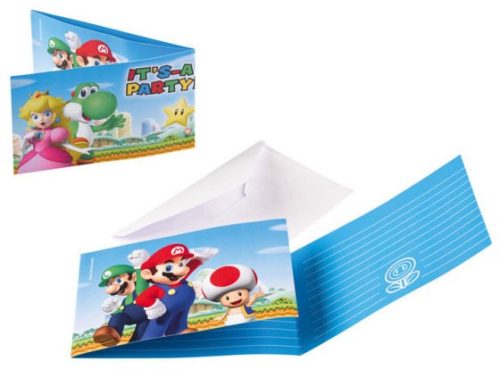 Super Mario Mushroom World Party invitation card 8 pcs.