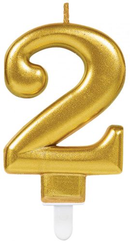 Number Candle 2, Gold Cake Candle