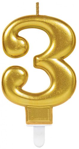 Number Candle 3, Gold Cake Candle