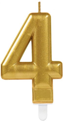 Number Candle 4, Gold Cake Candle