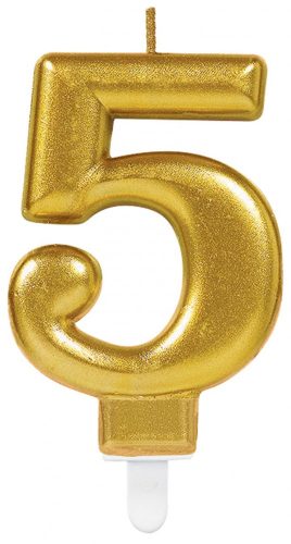 Number Candle 5, Gold Cake Candle