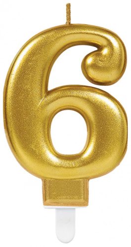 Number Gold, Gold numeral candle number 6 cake candle