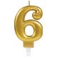 Number Gold, Gold numeral candle number 6 cake candle