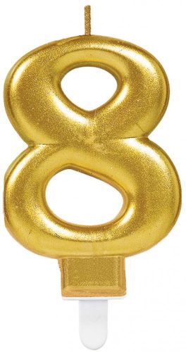 gold, Gold number candle 8 as cake candle