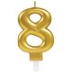 gold, Gold number candle 8 as cake candle