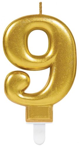 Number Candle 9, Gold Cake Candle
