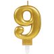 Number Gold, Gold number candle 9 cake candle