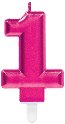 Number Candle 1, Pink Cake Candle