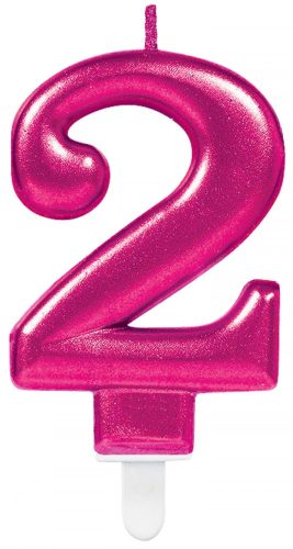 Number Candle 2, Pink Cake Candle