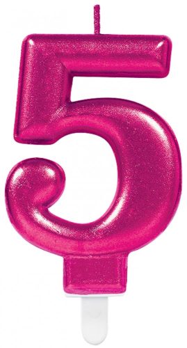 Number Candle 5, Pink Cake Candle