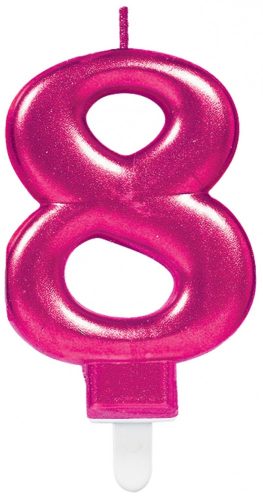 Number Candle 8, Pink Cake Candle