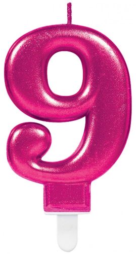 Number Candle 9, Pink Cake Candle
