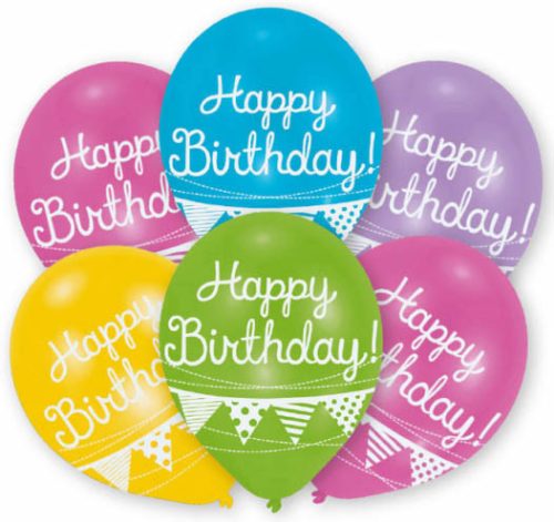 Happy Birthday Bunting air-balloon, balloon 6 pcs 11 inch (27,5cm)