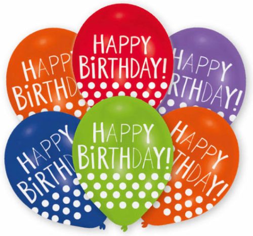 Happy Birthday Dots air-balloon, balloon 6 pcs 11 inch (27,5cm)