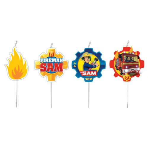 Fireman Sam Red cake candle set of 4
