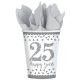 Anniversary 25th silver paper cup 8 pcs 266 ml