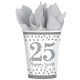 Anniversary 25th silver paper cup 8 pcs 266 ml