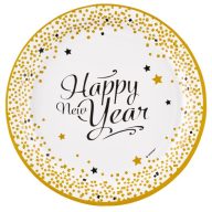   Happy New Year Golden Wishes Happy New Year Paper Plate 8 pcs 23 cm