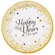 Happy New Year Golden Wishes paper plate 8 pcs 23 cm