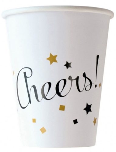 Happy New Year Golden Wishes paper cup 8 pcs 250 ml