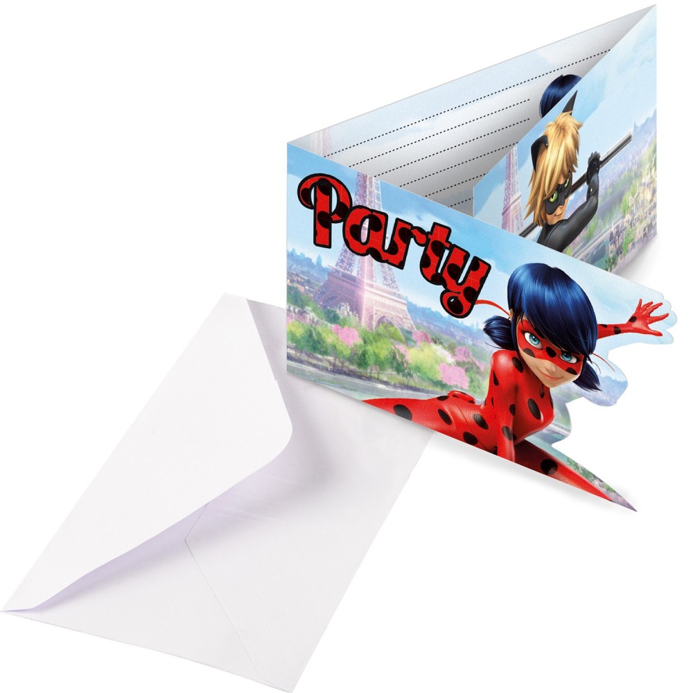 Miraculous Ladybug Party Invitation Card Envelope 8 Piece