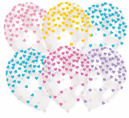 Confetti Heart air-balloon, balloon 6 pieces 11 inch (27,5 cm)