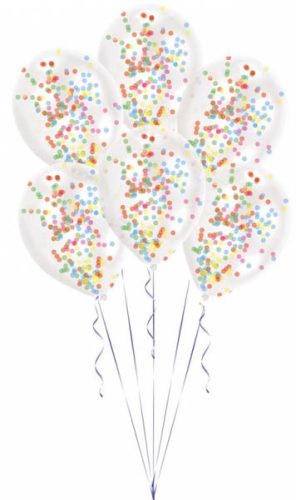 Colour Colorful confetti filled balloon, balloon 6 pieces 11 inch (27,5 cm)