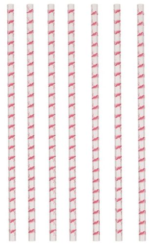 Flamingo Pink paper straw, 12 pcs set