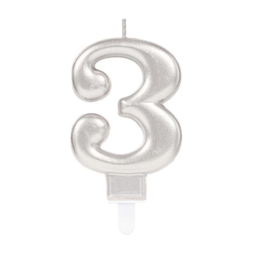 Silver, Silver number candle, cake candle 3 as