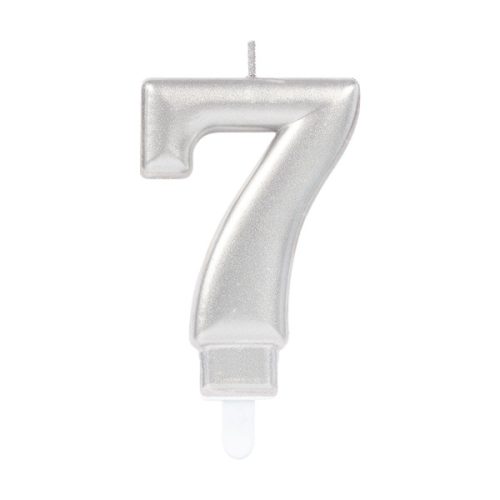 Silver, Silver number candle, cake candle 7-es