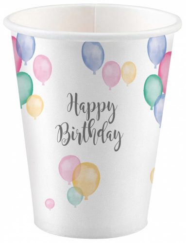 Happy Birthday Pastel paper cup 8 pcs 250 ml