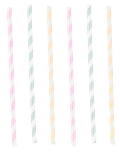 Happy Birthday Pastel paper straw, 12 pcs set