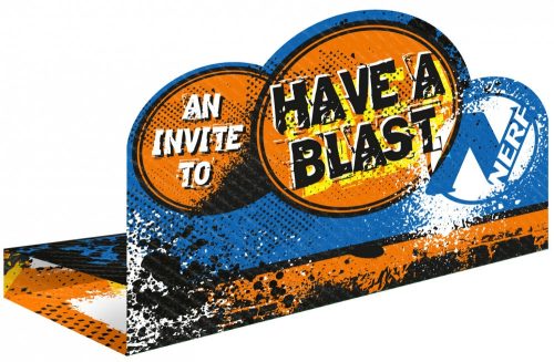 Nerf Party Invitation Card + Envelope (8 pieces)