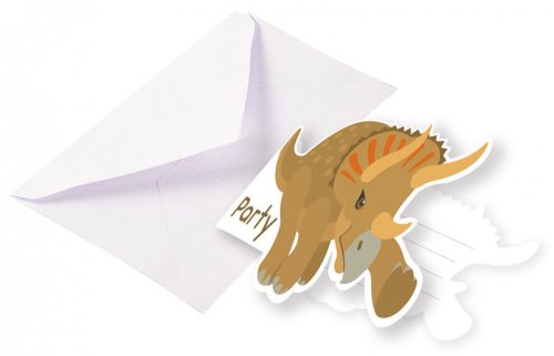 Dinosaur Party Invitation Card + Envelope (6 pieces)