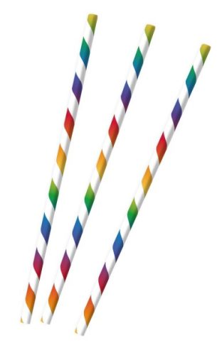 Bright Rainbow paper straw, 12 pcs set